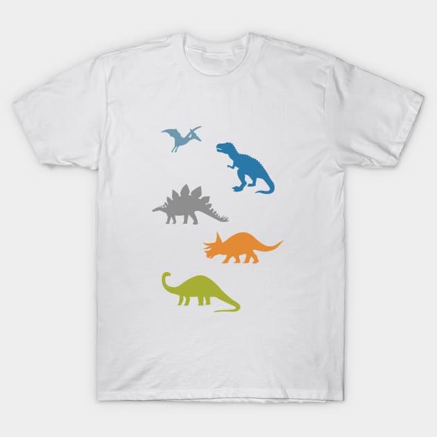 Primary Dinosaurs T-Shirt by latheandquill